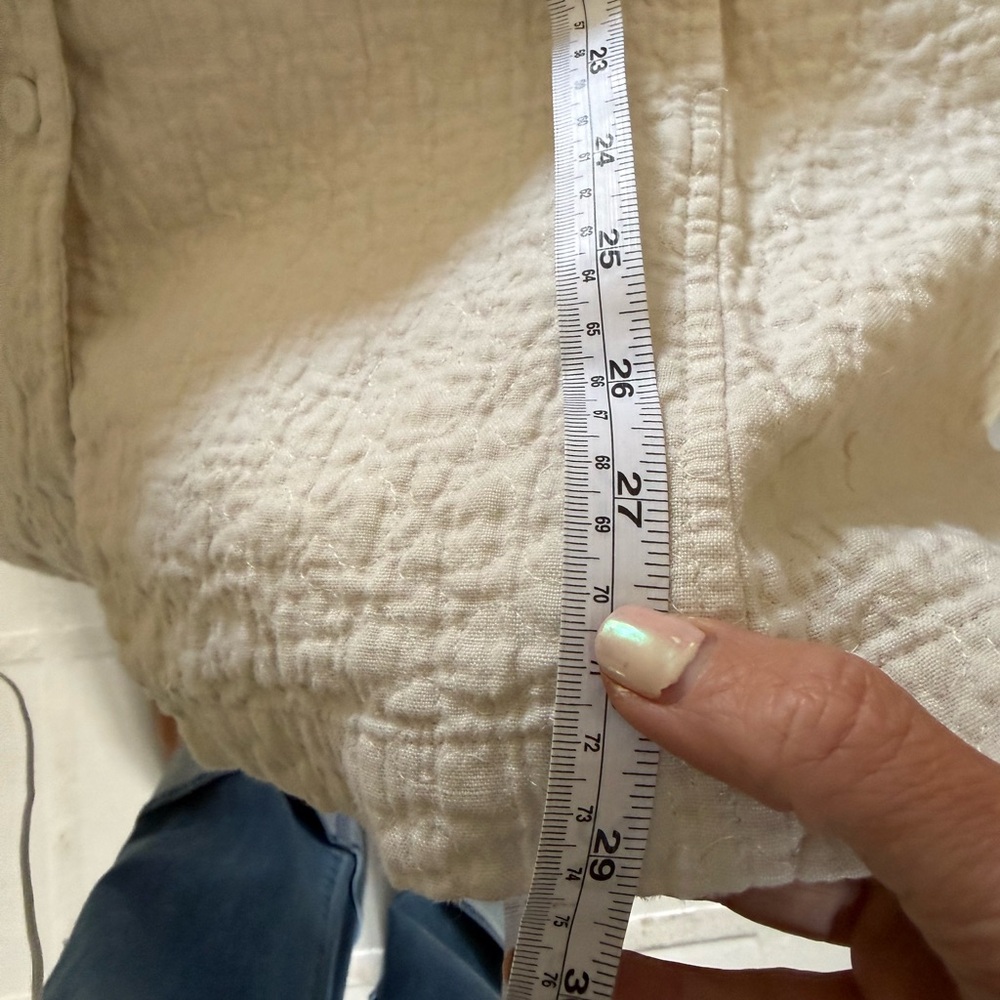 Eileen Fisher Women's Quilted Cream Button-Up Linen Cotton Light Jacket S fits M - Picture 12 of 13
